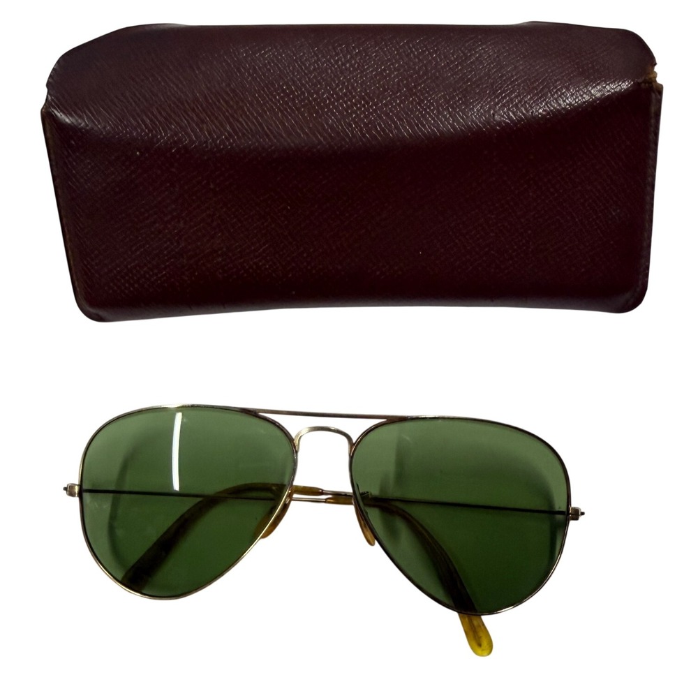 Vintage Ray Ban B&L 12K GF Aviator Sunglasses G-15 Green Lens Gold Filled Case